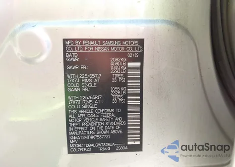 2019 Nissan Rogue Sv из США, поврежденный, VIN KNMAT2MT4KP537721